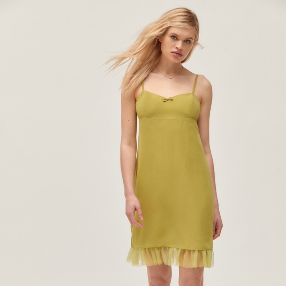 Betsey Johnson & UO Green Mesh Trim Mini Dress